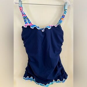 Gottex Harmony Navy Tankini Top, 34D, Built-in Underwire, NWT